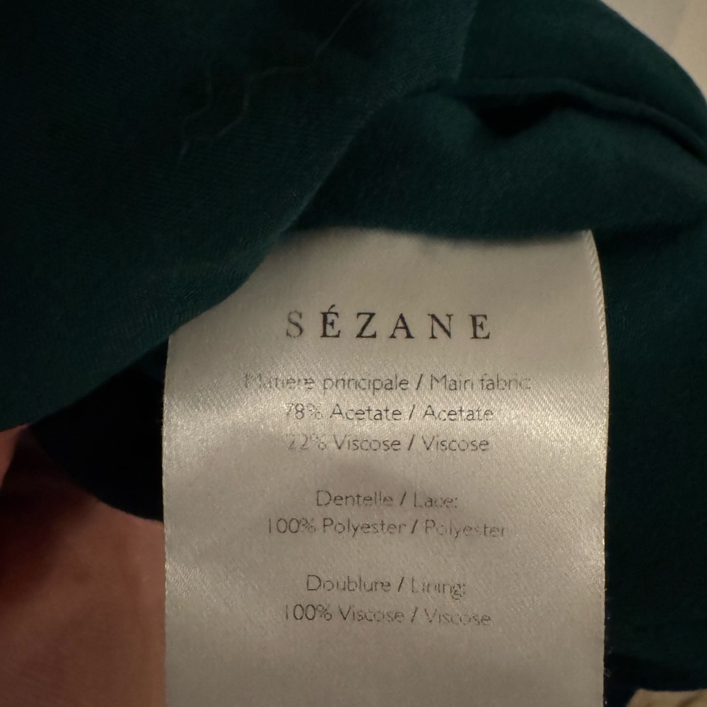 Sezane Deep Teal Lace-Trim Mini Dress - Picture 4 of 4